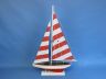 Wooden Red Striped Pacific Sailer Model Sailboat Decoration 25 - 4
