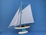 Wooden Bermuda Sloop Light Blue Model Sailboat Decoration 17 - 3