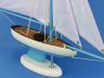 Wooden Bermuda Sloop Light Blue Model Sailboat Decoration 17 - 2