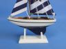 Wooden Blue Striped Pacific Sailer Model Sailboat Decoration 9 - 3
