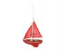 Wooden Red Sea Model Sailboat Christmas Tree Ornament - 3