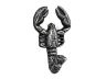 Antique Silver Cast Iron Decorative Wall Mounted Lobster Hook 5 - 2