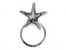 Antique Silver Cast Iron Starfish Bathroom Set of 3 - Large Bath Towel Holder and Towel Ring and Toilet Paper Holder - 2