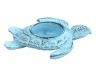 Dark Blue Whitewashed Cast Iron Turtle Decorative Tealight Holder 4.5 - 3