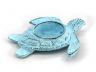 Dark Blue Whitewashed Cast Iron Turtle Decorative Tealight Holder 4.5 - 2