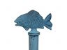 Rustic Dark Blue Whitewashed Cast Iron Fish Paper Towel Holder 15 - 2