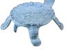 Rustic Dark Blue Whitewashed Cast Iron Standing Turtle Plate 9 - 2