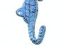 Rustic Dark Blue Whitewashed Cast Iron Decorative Seahorse Hook 5 - 1