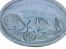 Rustic Dark Blue Whitewashed Cast Iron Decorative Seashell Bowl 8 - 2