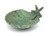 Antique Bronze Cast Iron Shell With Starfish Decorative Bowl 6 - 3