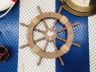 Rustic Wood Finish Decorative Ship Wheel with Palm Tree 18 - 1