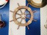 Rustic Wood Finish Decorative Ship Wheel with Starfish 18 - 1