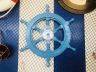 Deluxe Class Light Blue Wood and Chrome Decorative Ship Steering Wheel 18 - 1