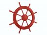 Wooden Rustic Red Decorative Ship Wheel 30 - 5