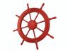 Wooden Rustic Red Decorative Ship Wheel 30 - 2