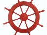 Wooden Rustic Red Decorative Ship Wheel 30 - 4