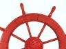 Wooden Rustic Red Decorative Ship Wheel 30 - 3