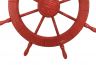 Wooden Rustic Red Decorative Ship Wheel 30 - 1