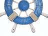 Rustic Light Blue and White Decorative Ship Wheel With 9 - 1