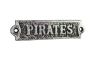 Rustic Silver Cast Iron Pirates Sign 6 - 1