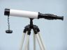 Standing Oil-Rubbed Bronze with White Leather and White Stand Harbor Master Telescope 30 - 10