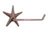 Rustic Copper Cast Iron Starfish Bathroom Set of 3 - Large Bath Towel Holder and Towel Ring and Toilet Paper Holder - 3