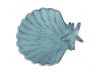 Dark Blue Whitewashed Cast Iron Shell With Starfish Decorative Bowl 6 - 1