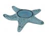 Dark Blue Whitewashed Cast Iron Starfish Decorative Tealight Holder 4.5 - 2
