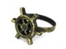 Antique Gold Cast Iron Ship Wheel Napkin Ring 2 - set of 2 - 1