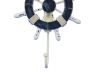Rustic Dark Blue and White Decorative Ship Wheel with Hook 8 - 2