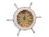 Wooden Whitewashed Ship Wheel Knot Faced Clock 12 - 6