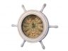 Wooden Whitewashed Ship Wheel Knot Faced Clock 12 - 4