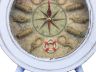 Wooden Whitewashed Ship Wheel Knot Faced Clock 12 - 1
