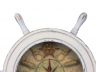 Wooden Whitewashed Ship Wheel Knot Faced Clock 12 - 2