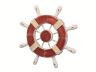 Rustic Red and White Decorative Ship Wheel 9 - 2
