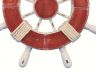 Rustic Red and White Decorative Ship Wheel 9 - 1