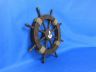 Rustic Wood Finish Decorative Ship Wheel with Anchor 18 - 7