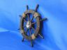 Rustic Wood Finish Decorative Ship Wheel with Anchor 18 - 6
