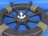 Rustic Wood Finish Decorative Ship Wheel with Anchor 18 - 3