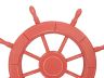 Rustic Red Wood Finish Decorative Ship Wheel 24 - 5