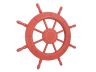 Rustic Red Wood Finish Decorative Ship Wheel 24 - 2