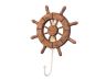 Rustic Wood Finish Decorative Ship Wheel with Hook 8 - 2