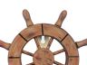 Rustic Wood Finish Decorative Ship Wheel with Hook 8 - 1