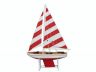 Wooden It Floats 21 - Rustic Red Striped Floating Sailboat Model - 6