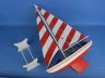 Wooden It Floats 21 - Rustic Red Striped Floating Sailboat Model - 1