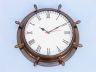 Antique Brass Ship Wheel Clock 15 - 1