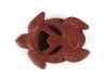 Red Whitewashed Cast Iron Decorative Turtle Paperweight 4 - 3