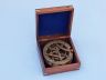 Antique Brass Round Sundial Compass with Rosewood Box 6 - 1