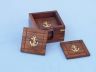 Wooden Anchor Coasters With Rosewood Holder 4 - Set of 6 - 1