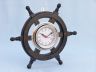 Deluxe Class Wood and Chrome Pirate Ship Wheel Clock 12 - 5
